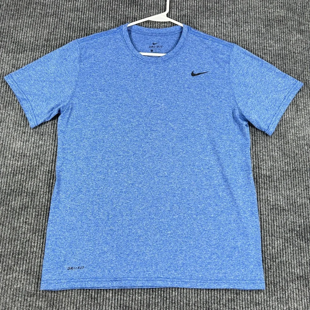 Nike Shirt Mens Large Blue Short Sleeve Dri Fit Training Running Active Casual